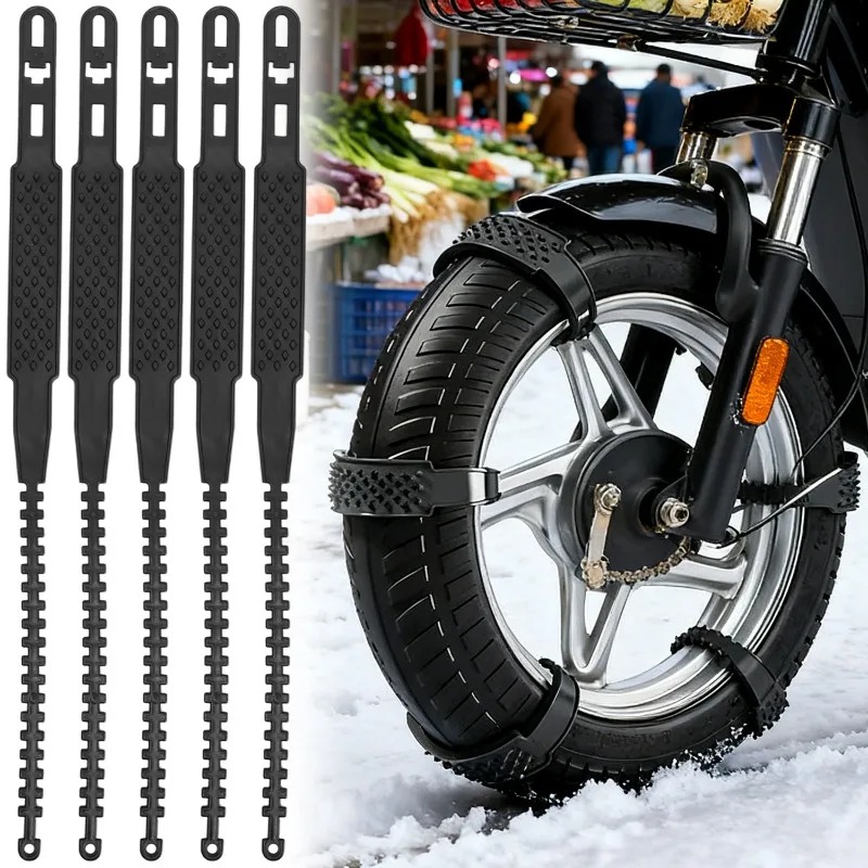 Scooter Tire - ユニバーサルオートバイスノーチェーン、滑り止めアイストラクションチェーン、ホイール電動スクーターモペット用、簡単取り付け、冬用タイヤチェーン