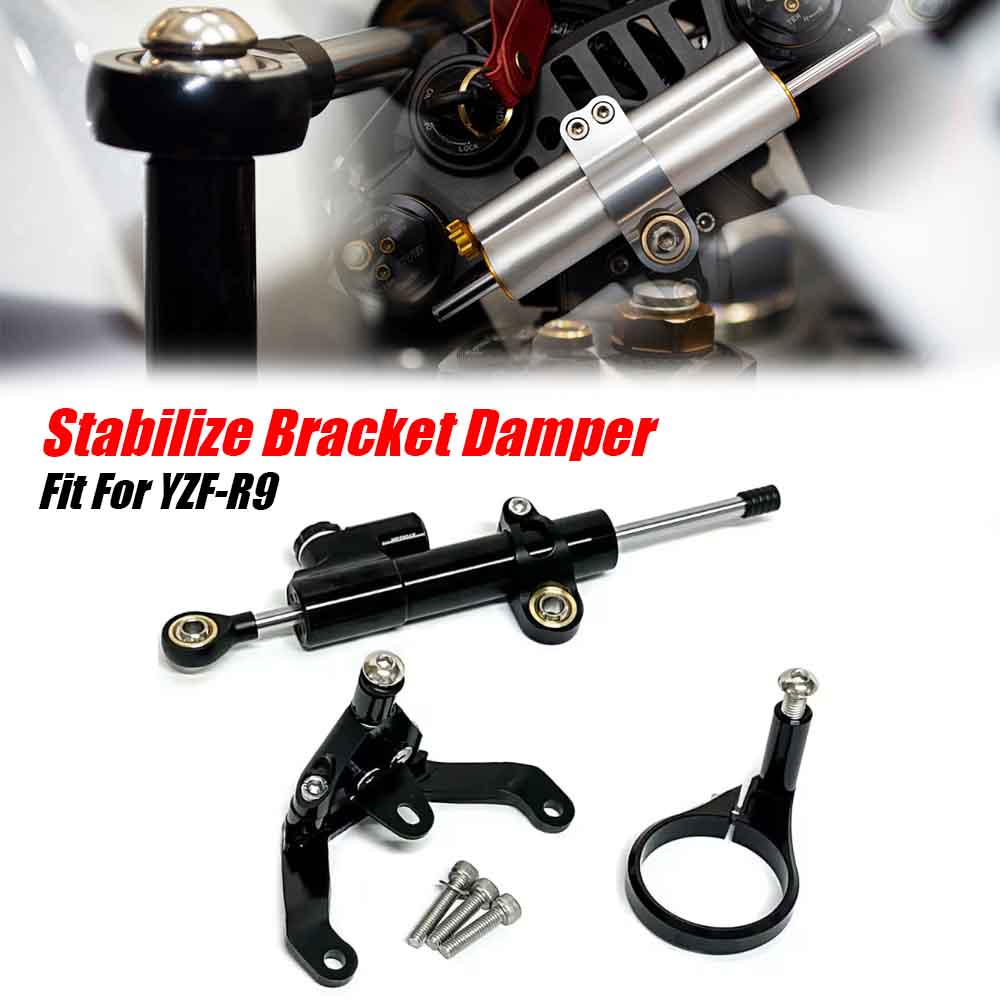 Steering Damper Stabilizer Kit Cnc - YZF-R9、YZF R9 2025、2026年モデル用。スタビライザーブラケット、ダンパー、オートバイ用アクセサリー、CNCステアリングマウントキット。