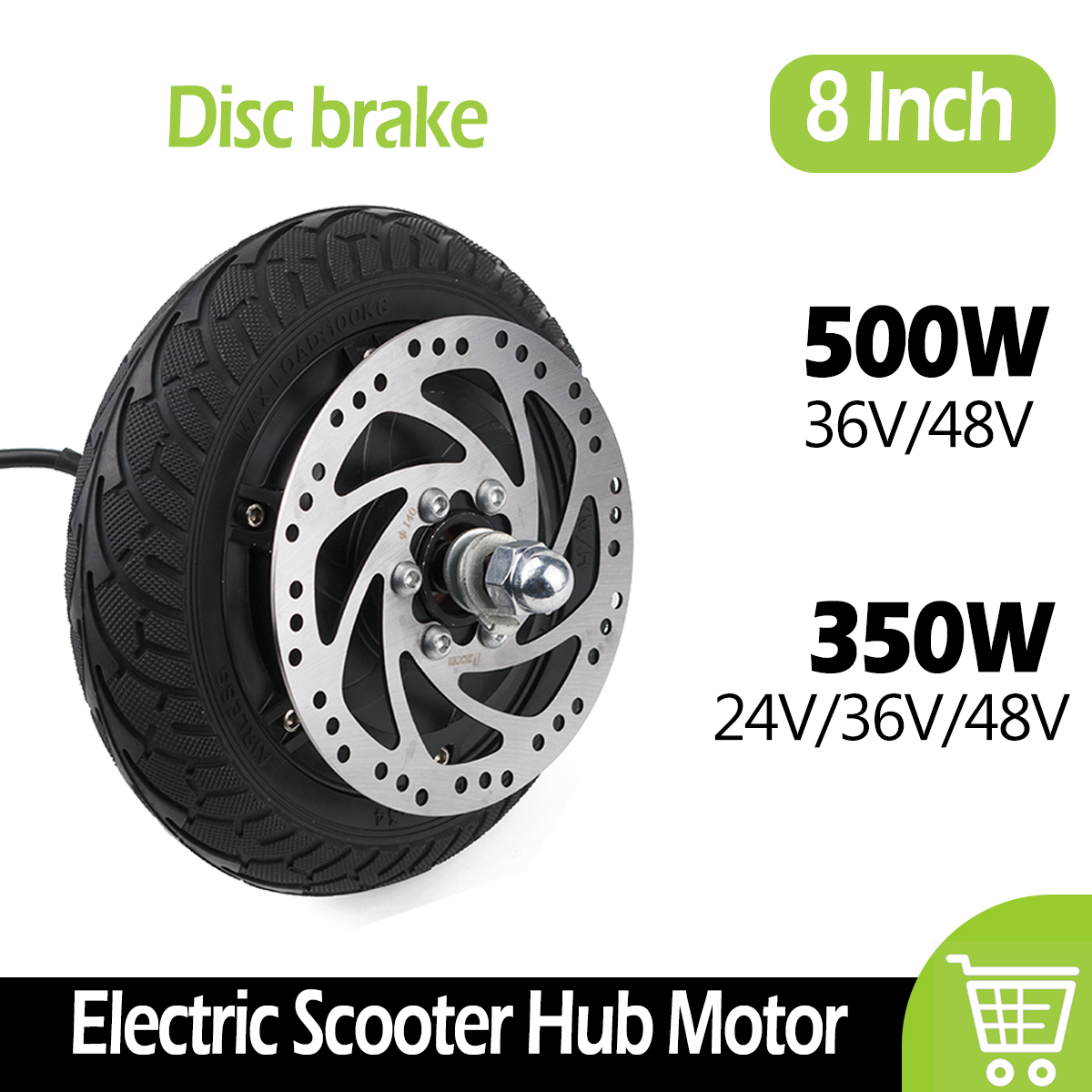 Electric Scooter 500W - 8インチ電動スクーターモーター ブラシレスギアレスハブモーター 24V/36V/48V 350W/500W 電動ホイールハブモーター スクーター用ディスクブレーキ