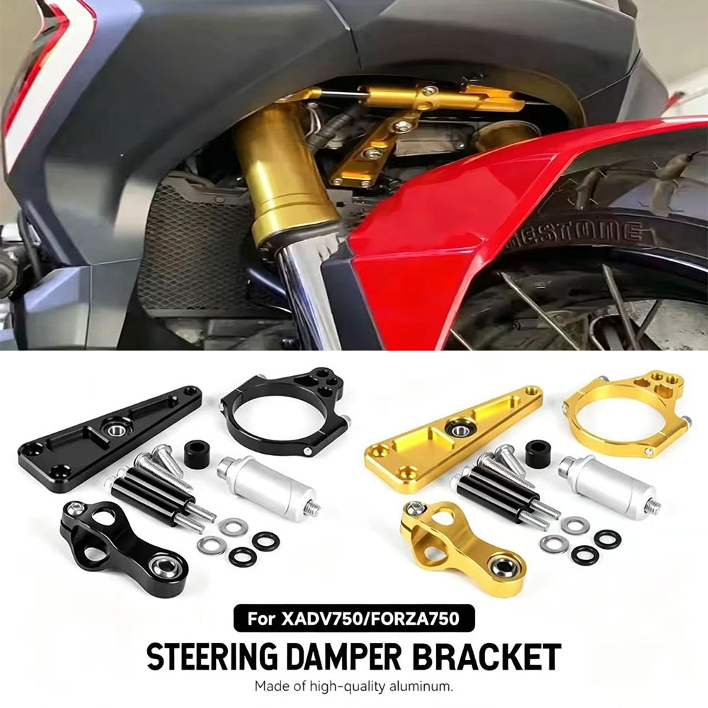 Steering Damper Stabilizer Kit Cnc - ホンダXADV 750 X-ADV750 2017年式、FORZA750 2021年式用 CNC調整式ステアリングダンパー安定化ブラケット取り付けキット