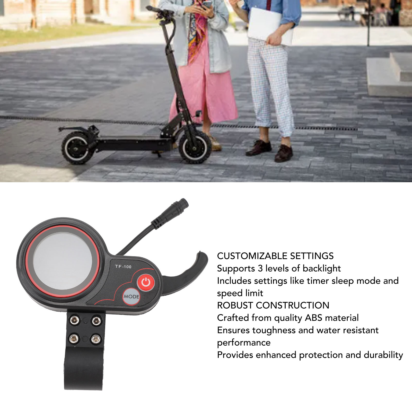 Electric Scooter - 48V TF 100電動スクーターLCDスクリーン、サムスロットル付き、6ピン防水電動ディスプレイパネル（M4用、SEALUP Electr用）