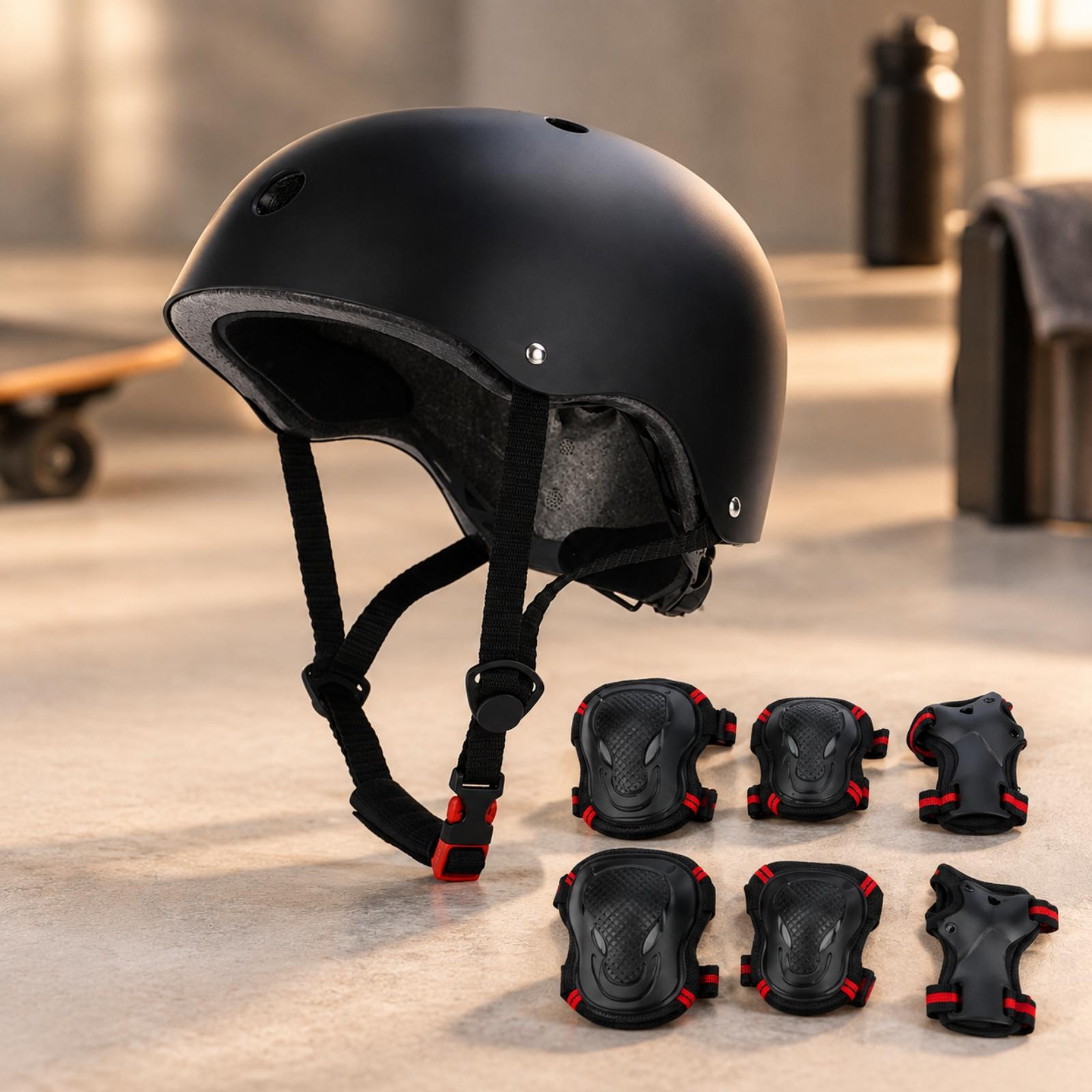 ABS製ハードシェルスケートヘルメット。膝パッド、肘パッド、 - Scooter Helmet Set のレビューと価格