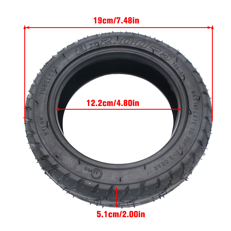 8x2.00-5 ホイールチューブレスタイヤ 2.10-5  - Scooter Tire のレビューと価格