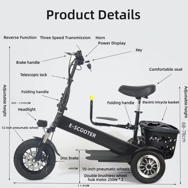 【2026】3輪2人乗り折りたたみ式電動スクーター防水仕様大 - Scooter Tire のレビューと価格