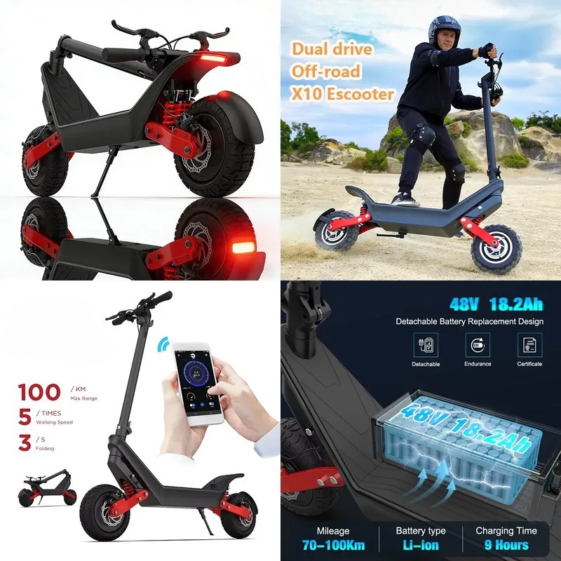 強力な2000Wデュアルモーター搭載X10電動スクーター（大 - Electric Scooter Adults のレビューと価格