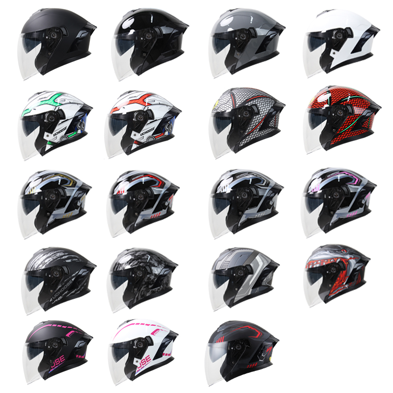 715オートバイオープンフェイスヘルメット、男女兼用、デュア - Scooter Helmet Set のレビューと価格